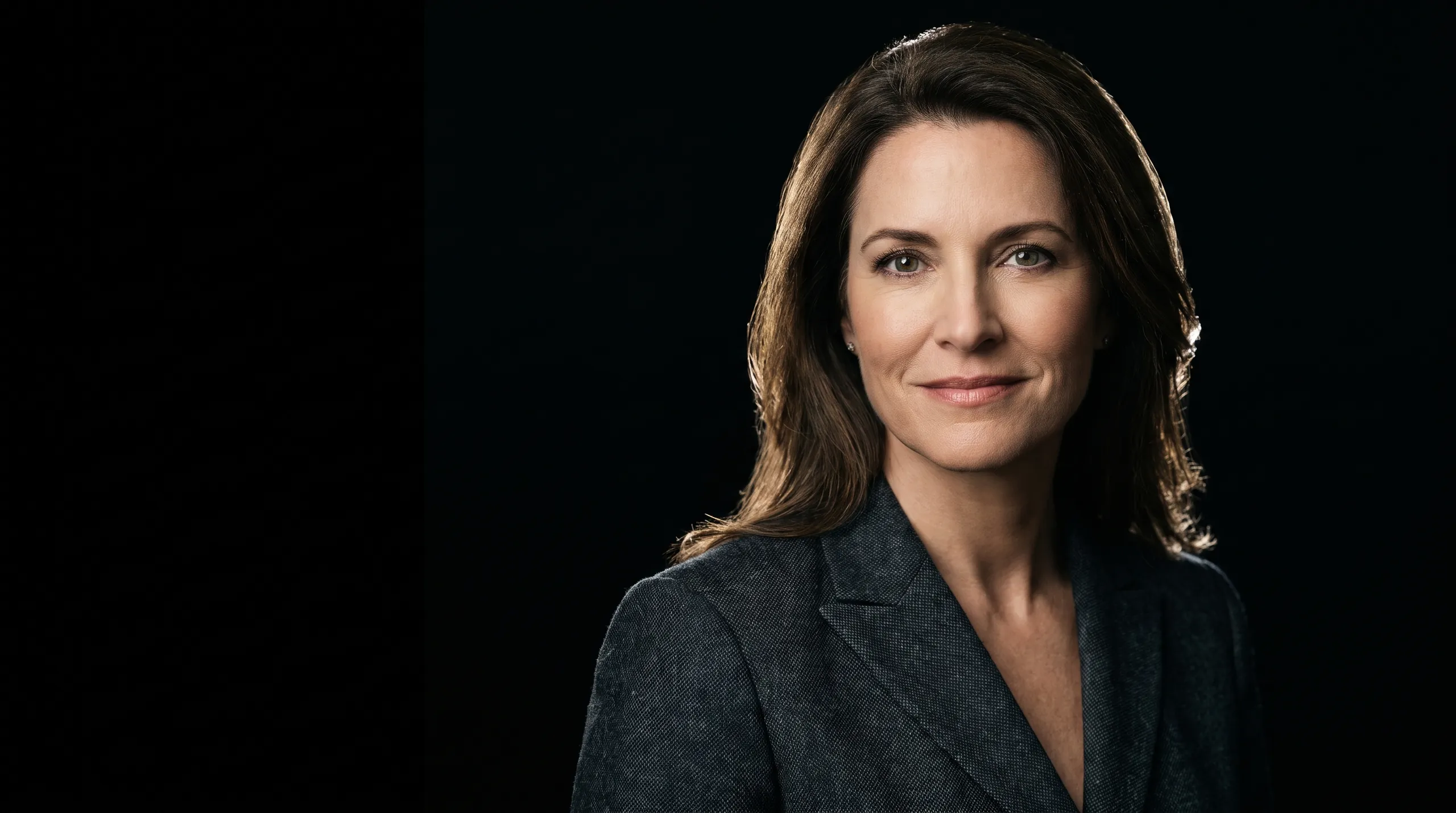 Corporate headshot on a black background